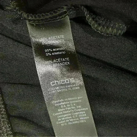 Chico’s Travelers Pants Black Ribbed Stretchy Pull On Acetate Size 1 (M) Short - Picture 5 of 6